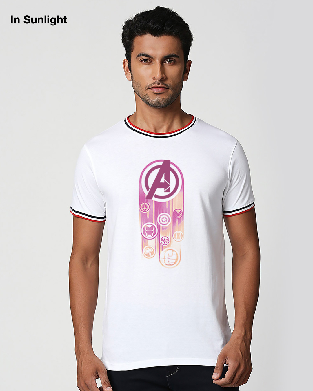 Shop Avengers circle - Sun Active Varsity Rib Half Sleeve T-Shirt-Back