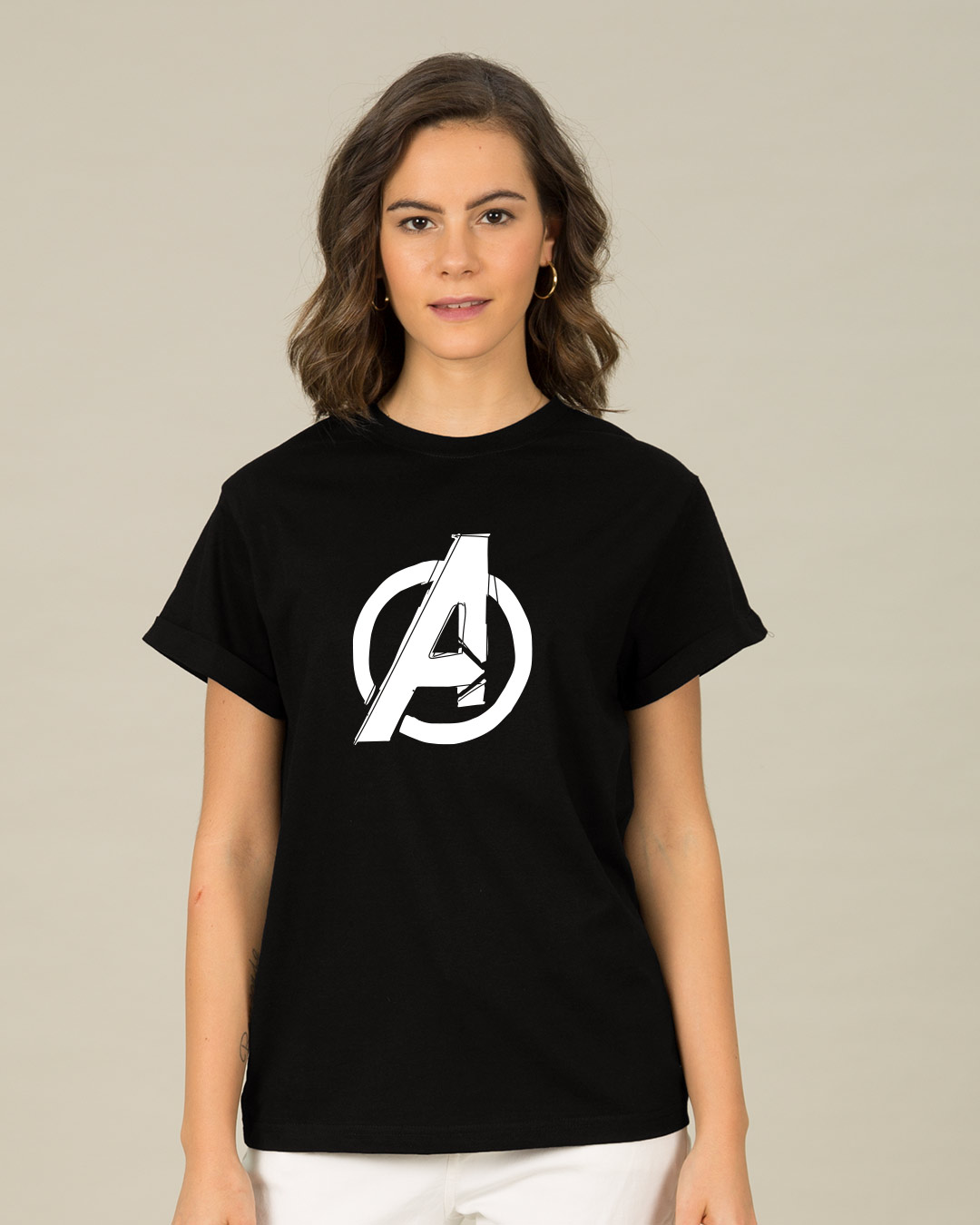 Shop Avengers Doodle Logo Boyfriend T-Shirt (AVL)-Back
