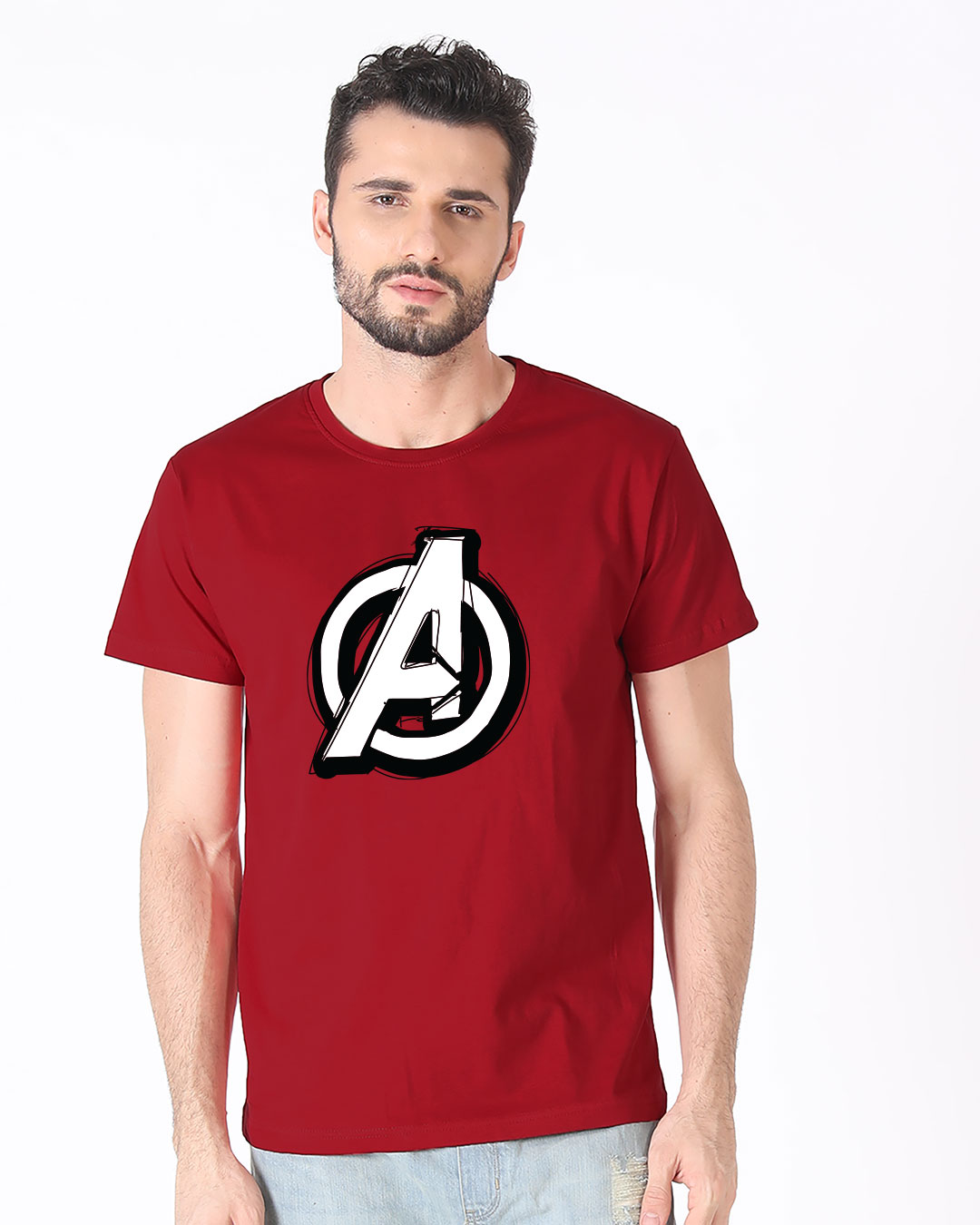 Shop Avengers Doodle Logo Half Sleeve T-Shirt (AVL)-Back