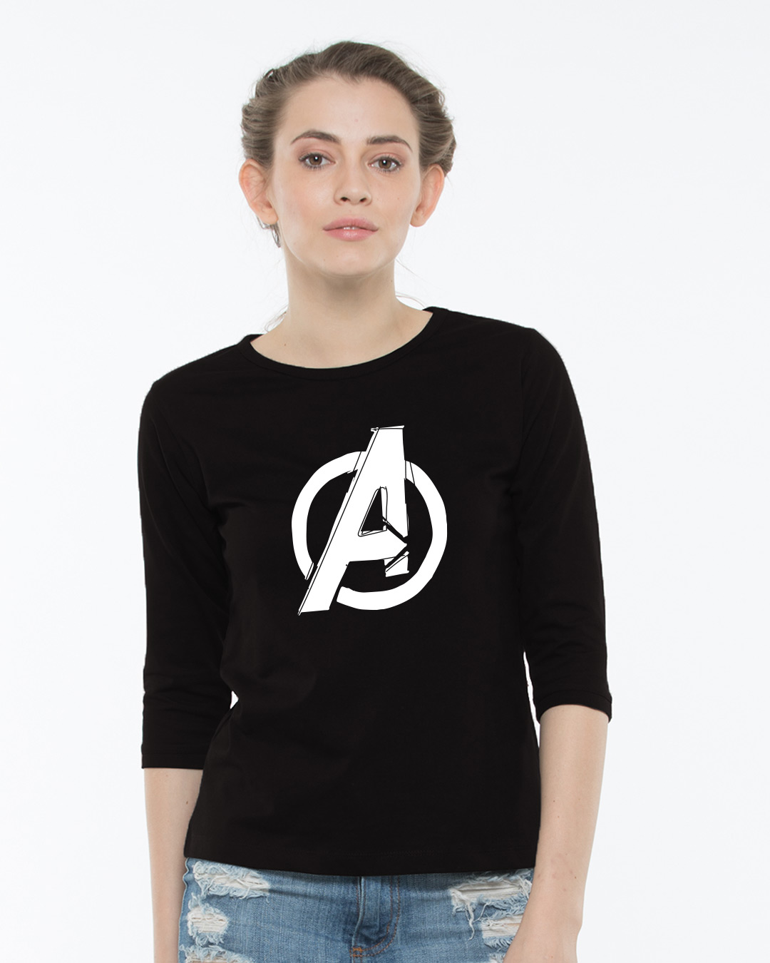 Shop Avengers Doodle Logo Round Neck 3/4th Sleeve T-Shirt (AVL)-Back