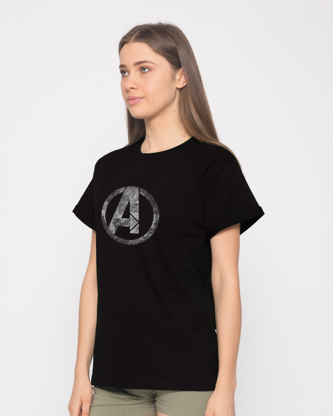 Shop Avengers Logo Distressed Boyfriend T-Shirt (AVL)-Back