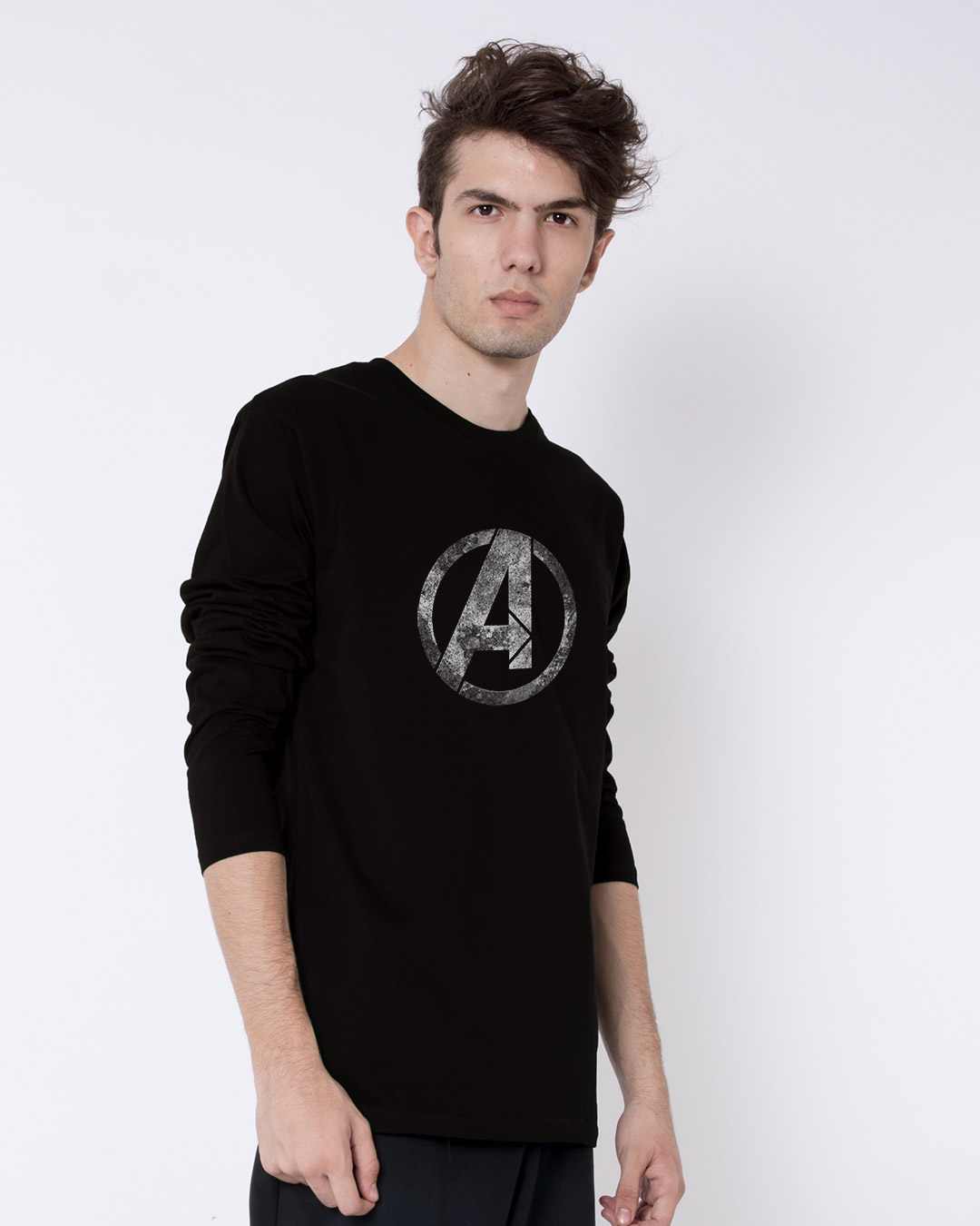 Shop Avengers Logo Distressed Full Sleeve T-Shirt (AVL)-Back
