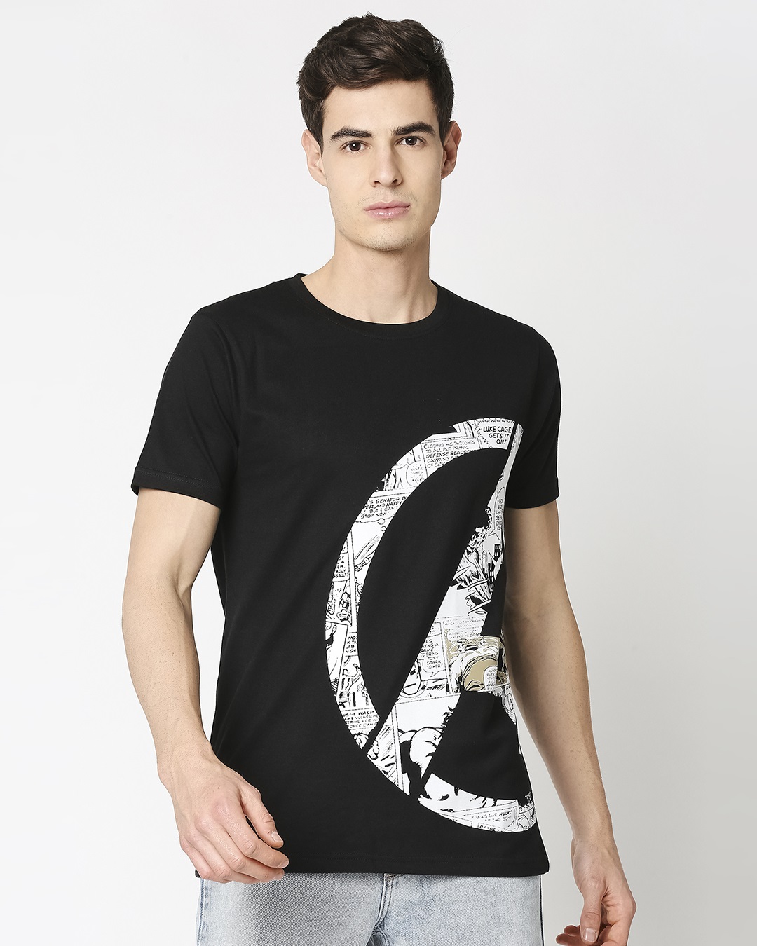 Shop Avengers Logo Pattern Half Sleeves T-Shirt (AVL)-Back