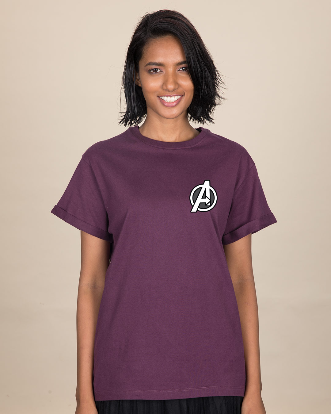 Shop Avengers Printed Badge Boyfriend T-Shirt (AVL)-Back