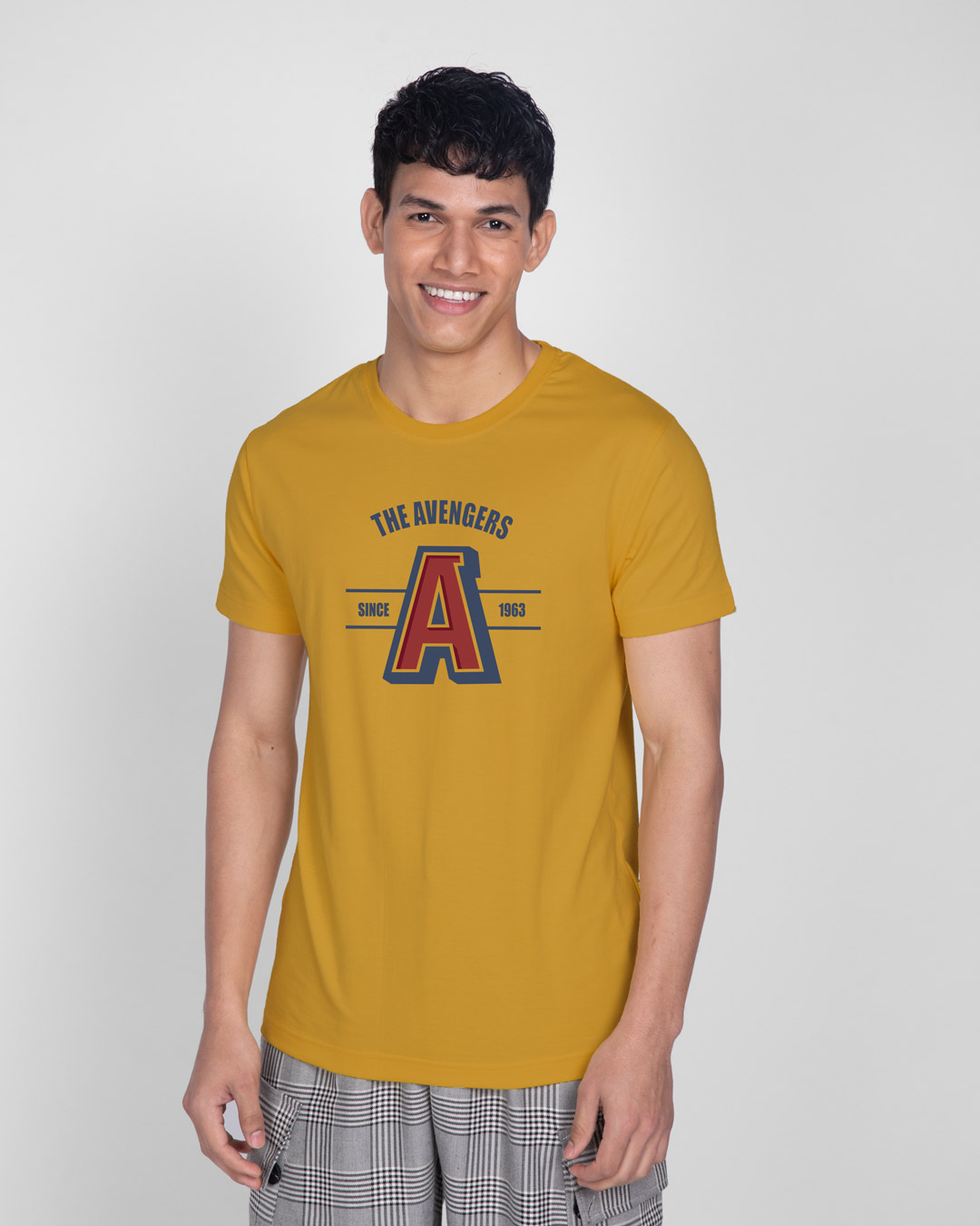 Buy Avengers Varsity Half Sleeve T-Shirt Mustard Yellow (AVL) for Men ...