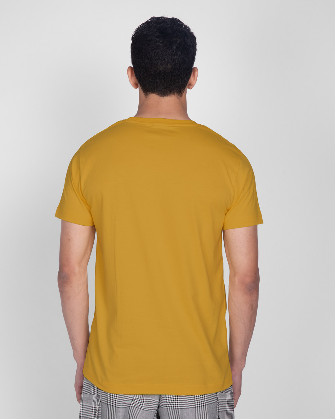 Shop Avengers Varsity Half Sleeve T-Shirt Mustard Yellow (AVL)-Back
