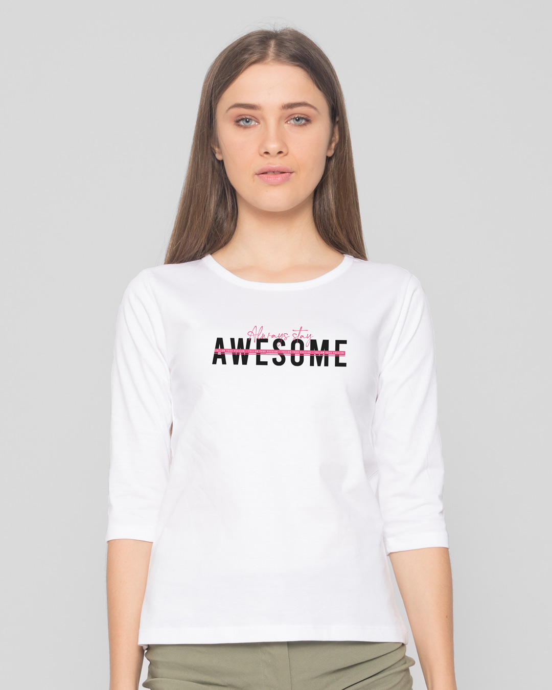 Shop Awesomeness Alert 3/4th Sleeve Slim Fit T-Shirt-Back