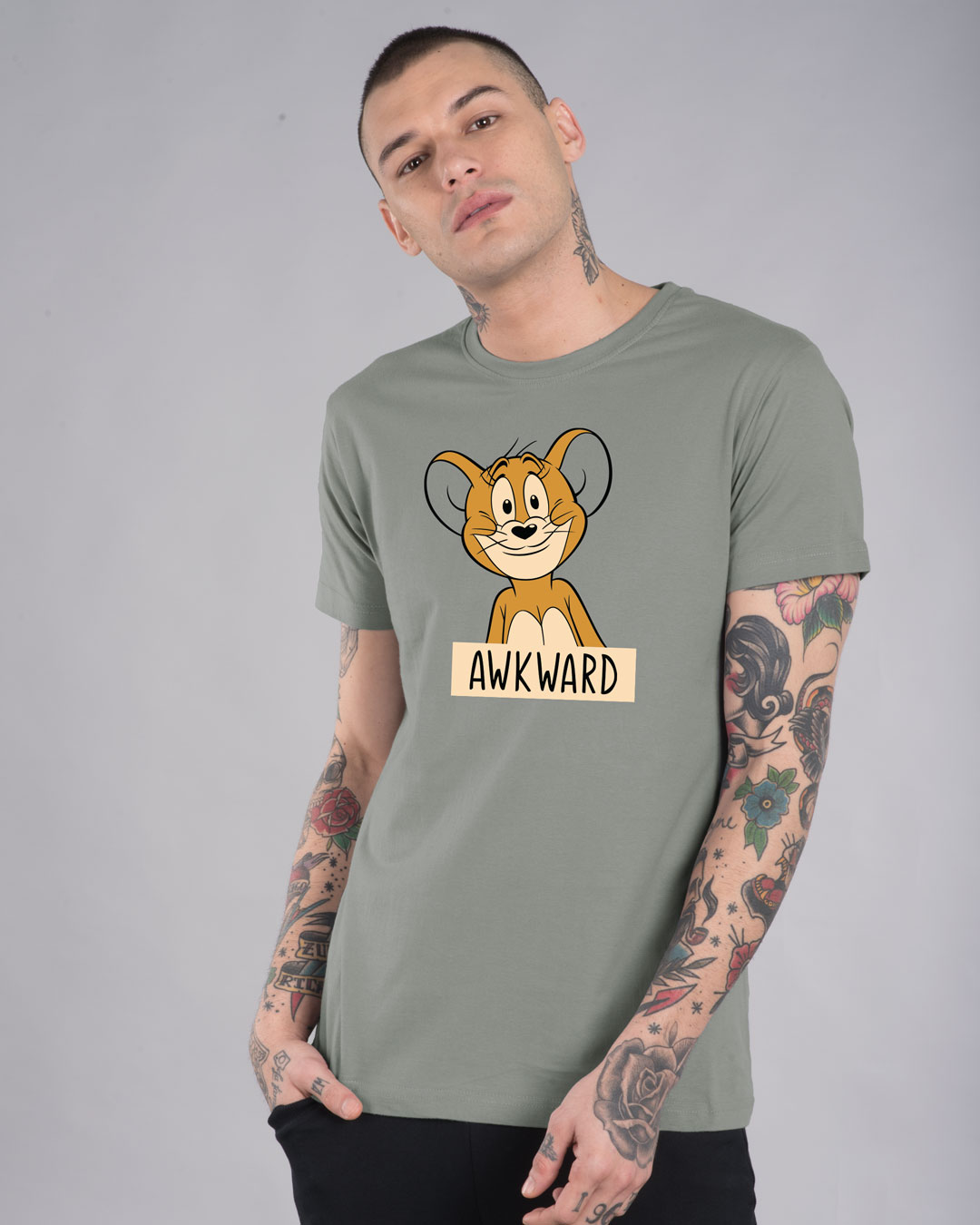 Shop Awkward Jerry Half Sleeve T-Shirt (TJL)-Back