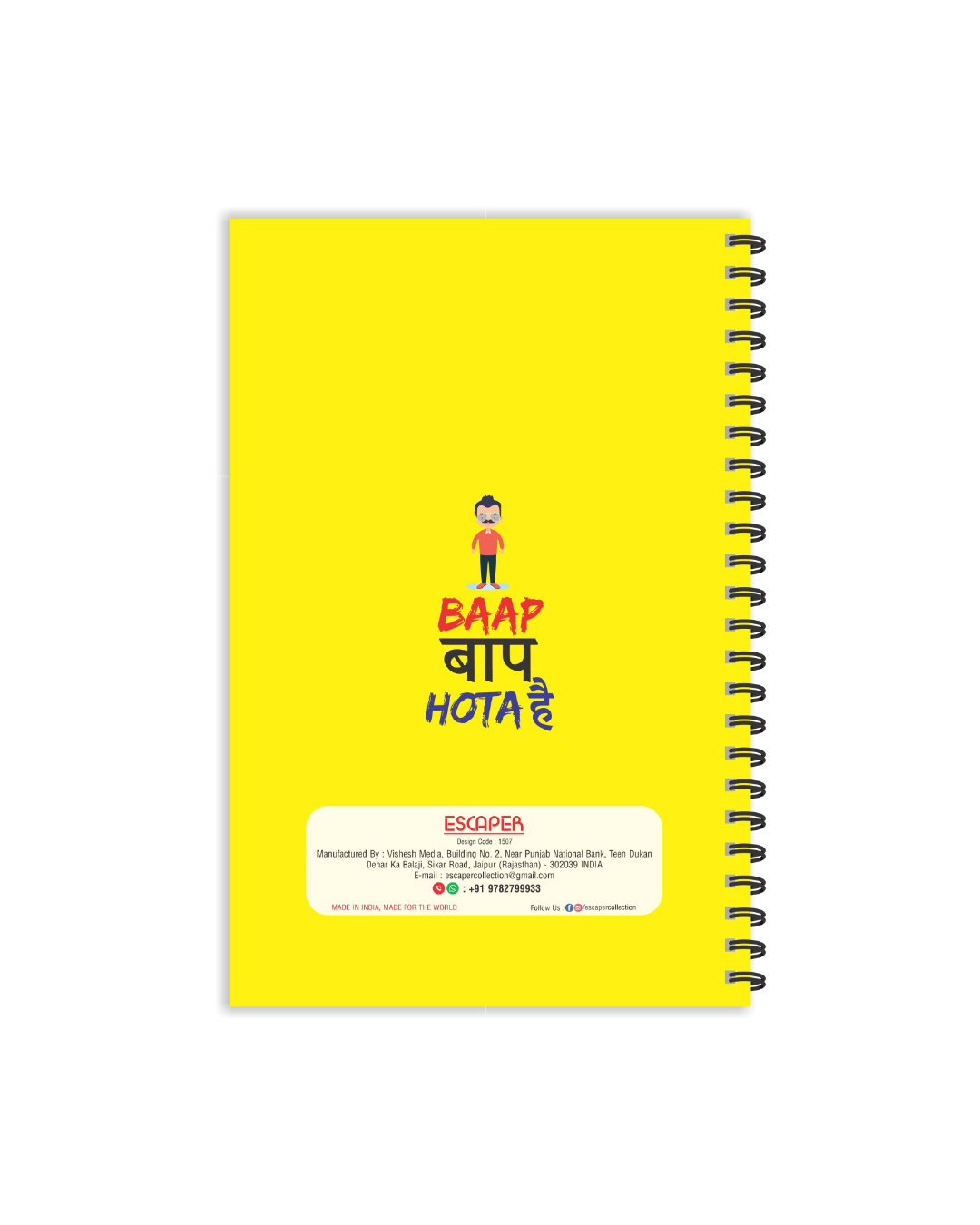Shop Baap Baap Hota Hai Designer Notebook (Soft Cover, A5 Size, 160 Pages, Ruled Pages)-Back