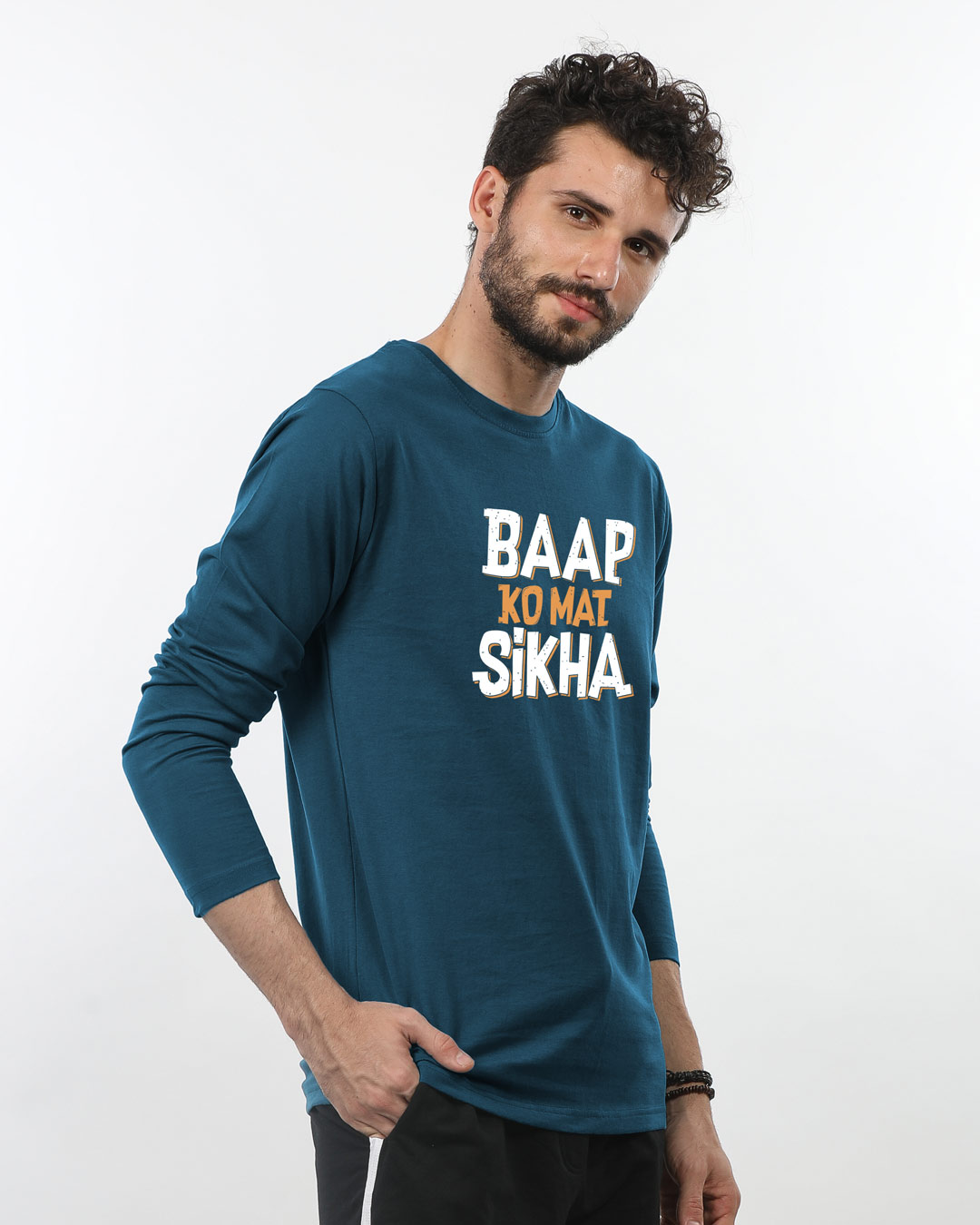 Shop Baap Ko Mat Sikha Full Sleeve T-Shirt-Back