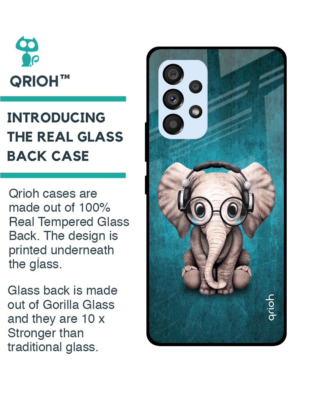 Shop Baby Elephant Printed Premium Glass Cover For Samsung Galaxy A53 5G (Shock Proof Lightweight)-Back