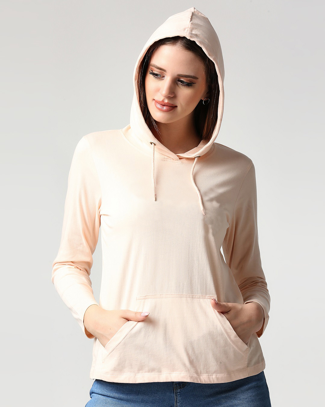 Buy Baby Pink Full Sleeve Hoodie TShirt Online at Bewakoof