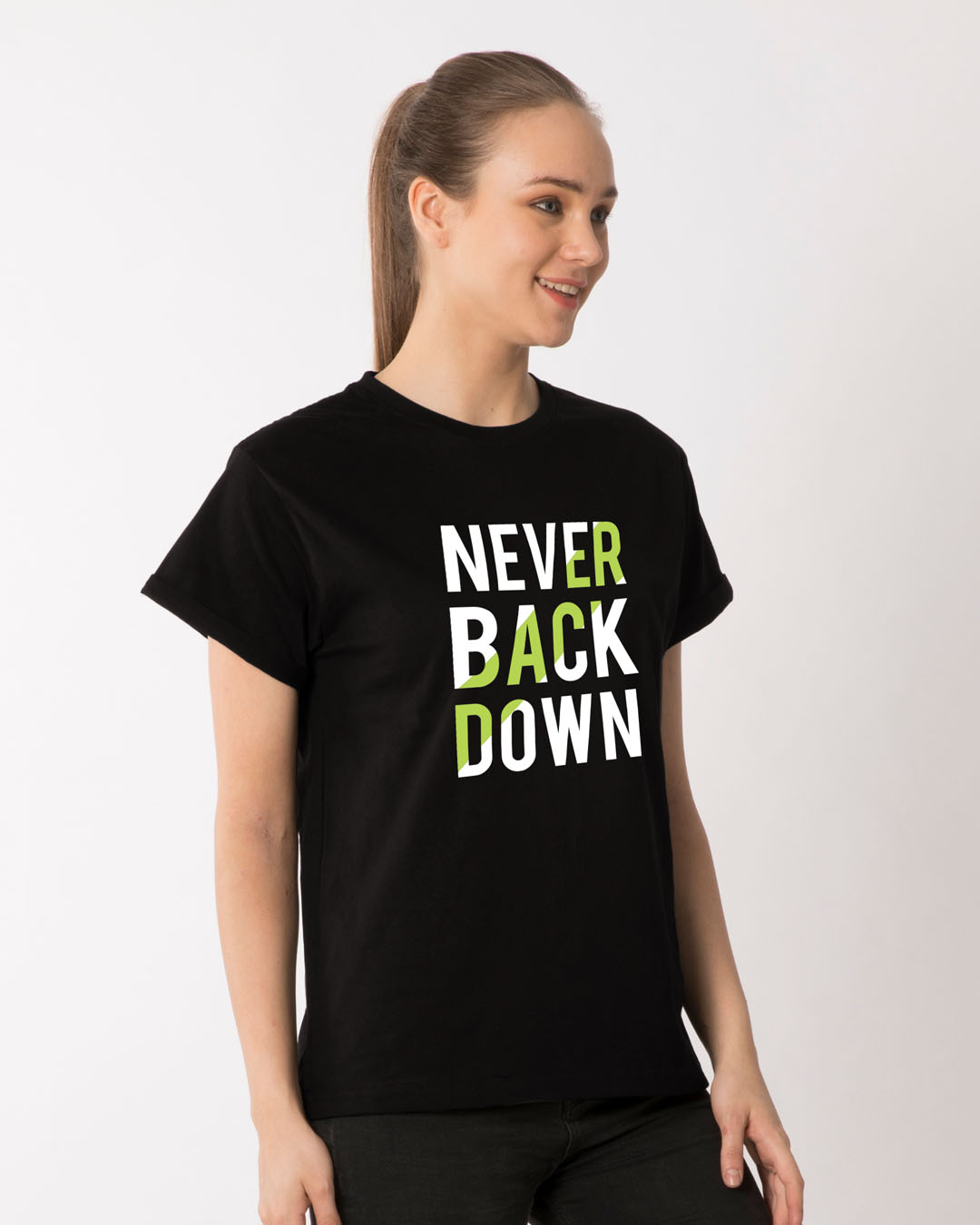 Shop Back Down Never Boyfriend T-Shirt-Back