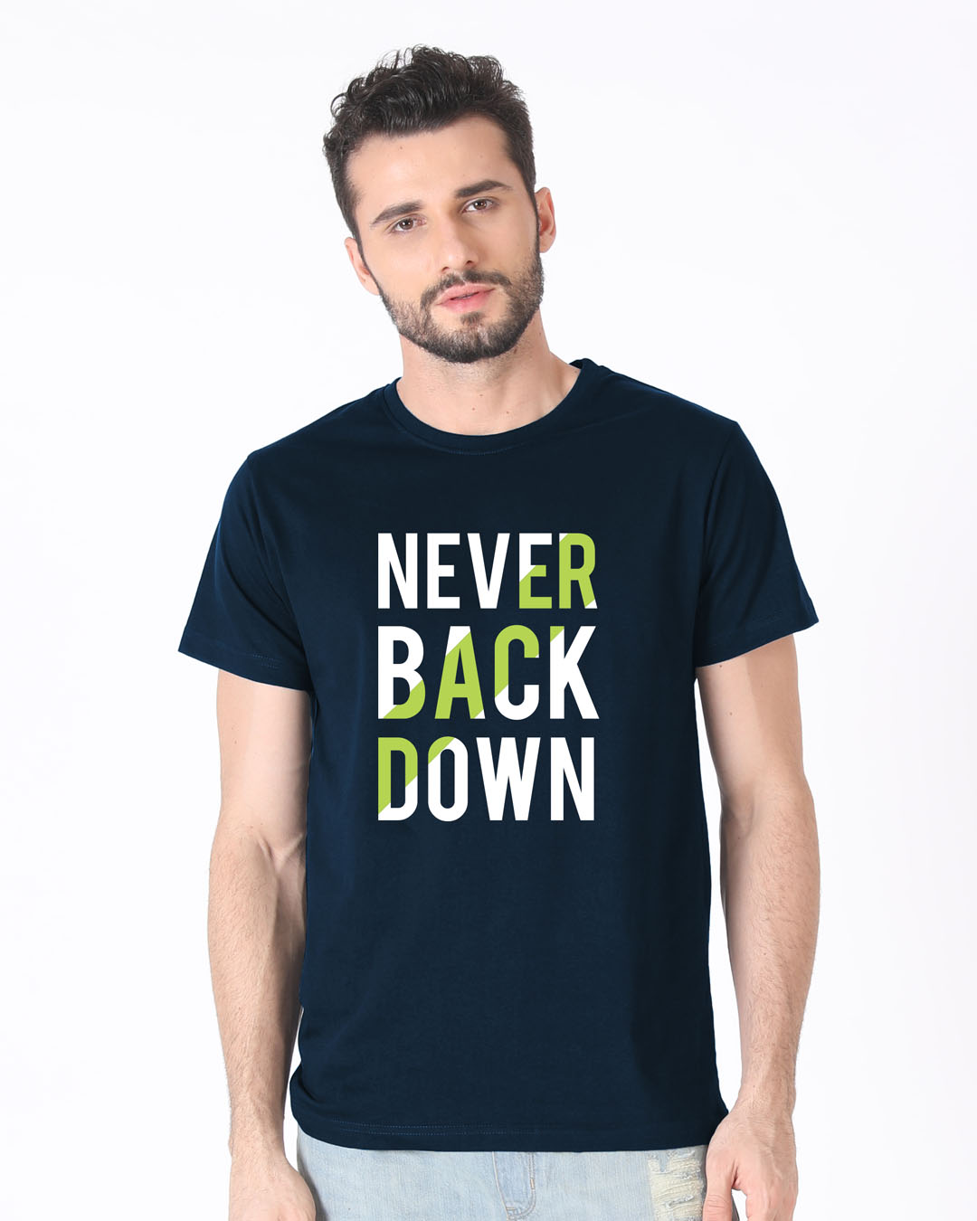 Shop Back Down Never Half Sleeve T-Shirt-Back