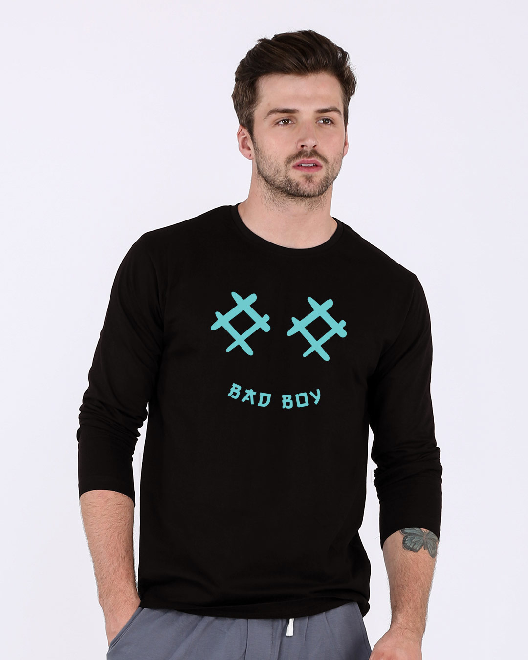 Bad Full Sleeve T-Shirt for Men black Online at Bewakoof