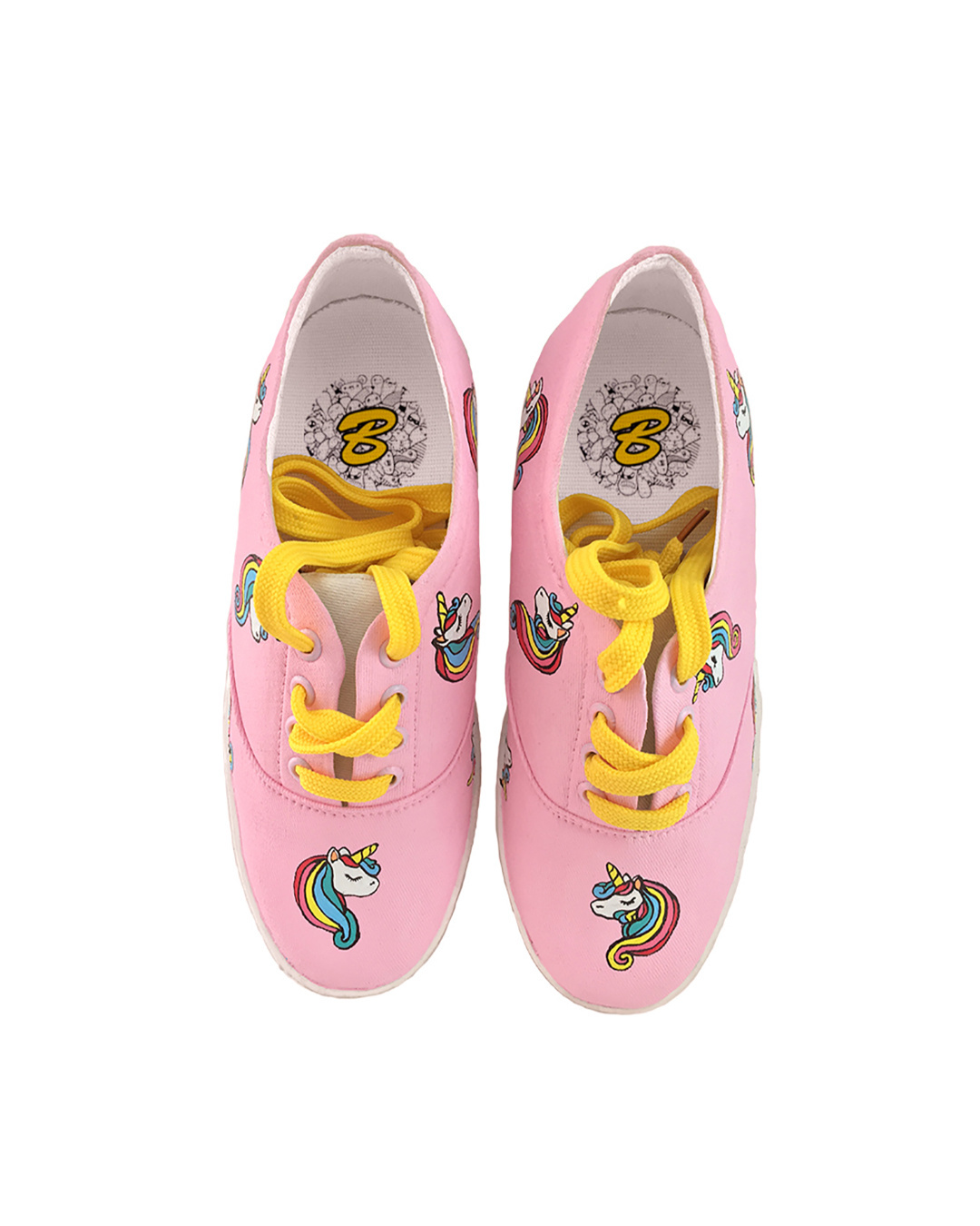 Shop Women's Pink Hand Painted Unicorn Sneakers-Back