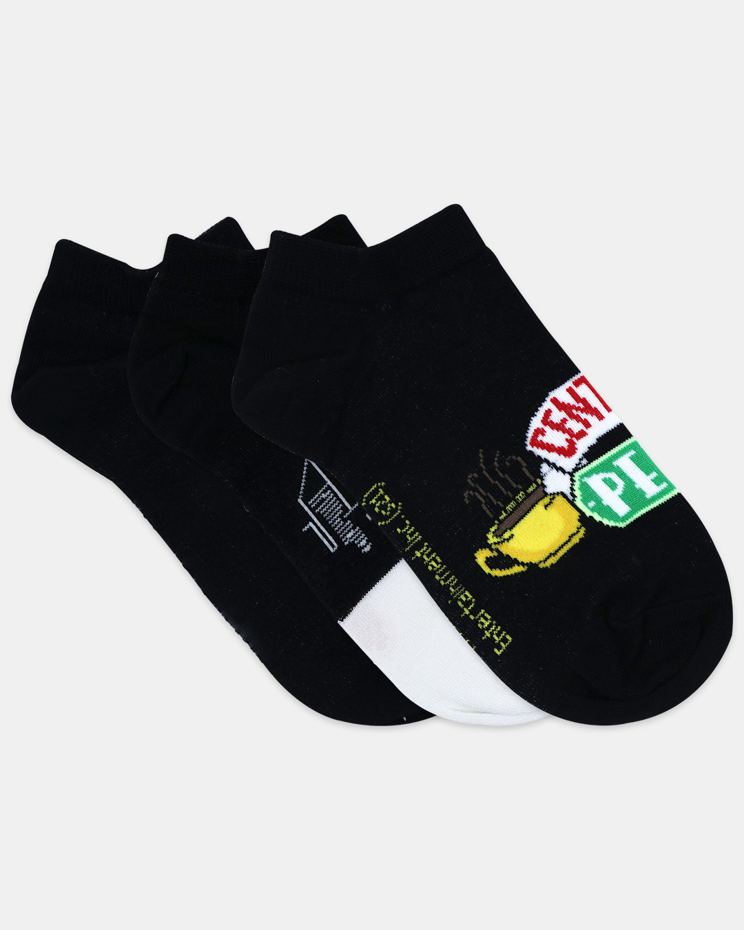 Shop Pack of 3 Friends theme Lowcut Black Socks for Women-Back