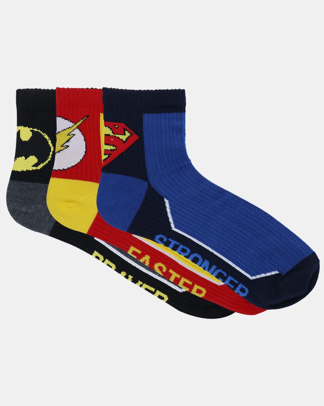 Shop Pack of 3 Men's Justice League Cotton High Ankle Sports Rib Socks-Back
