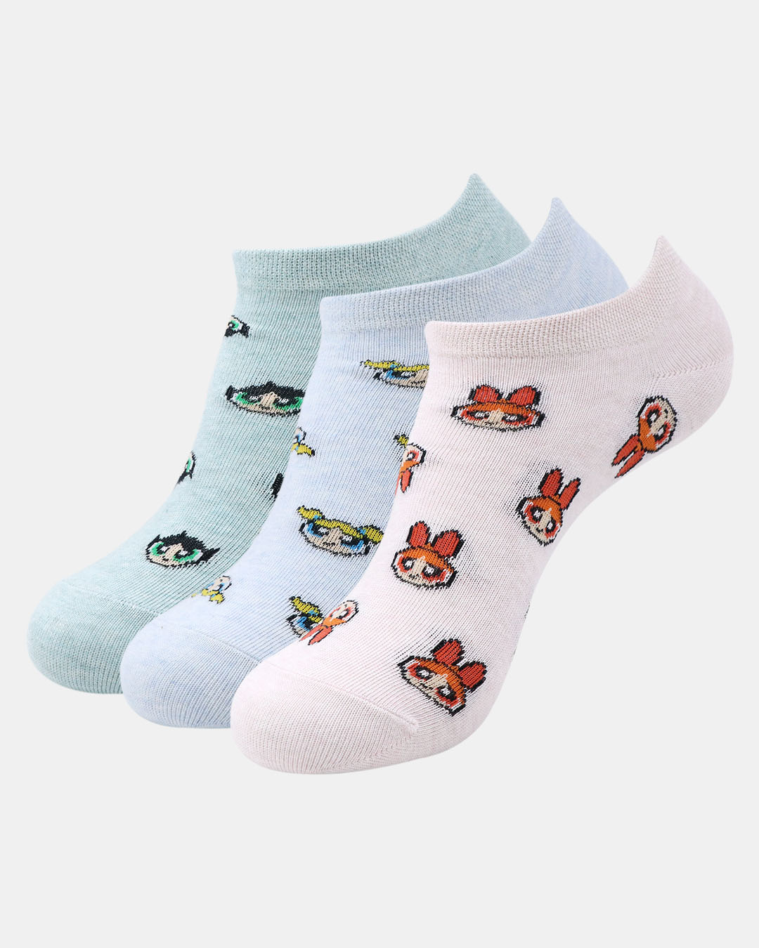 Shop Pack of 3 Women's Powerpuff Girls Low Cut Cotton Socks-Back