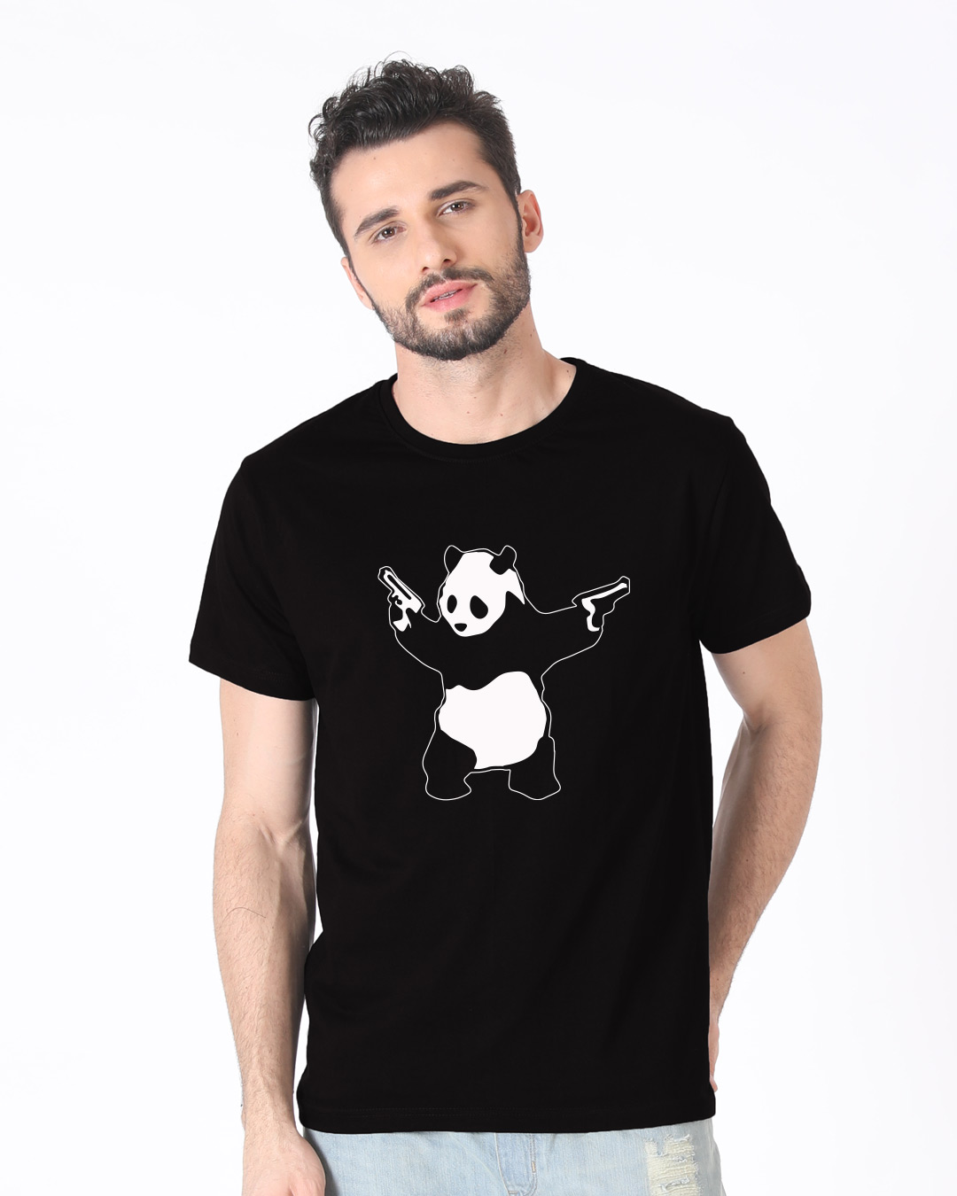 Shop Banksy Panda Half Sleeve T-Shirt-Back
