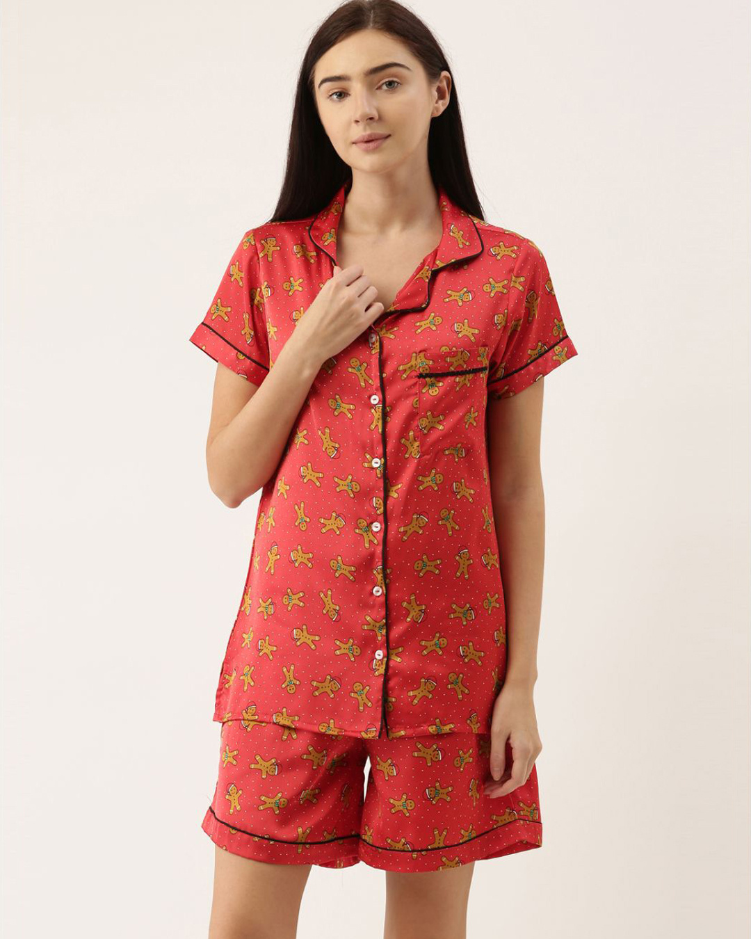 Buy Bannosswagger Women Red Satin Print Night Suit Online In India At Bewakoof