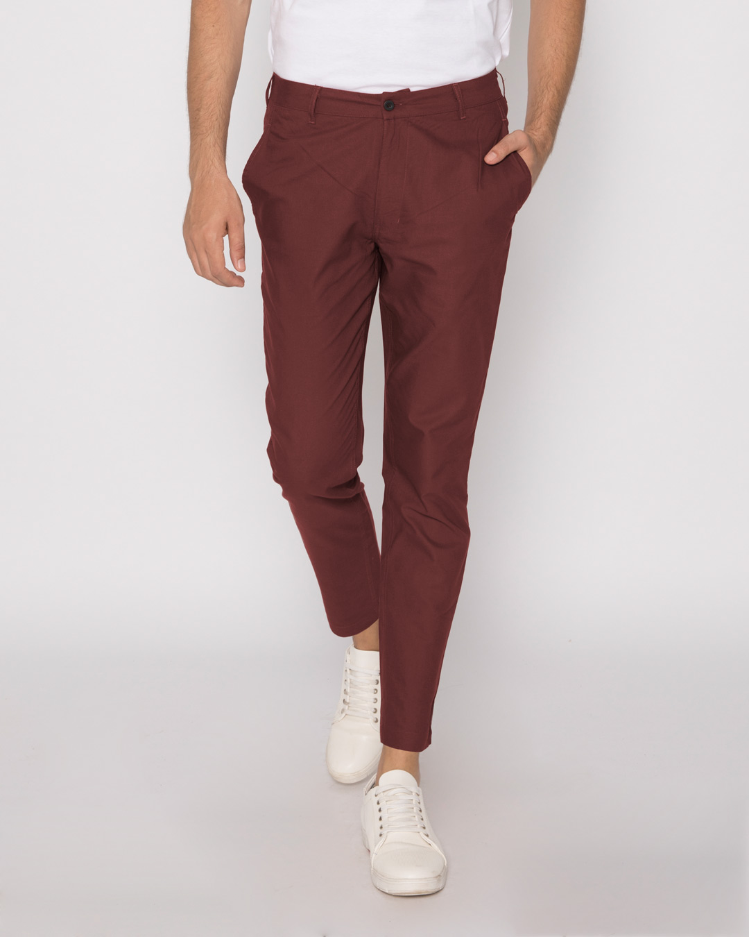 Buy Barn Red Lightweight Slim Oxford Pants for Men red Online at Bewakoof