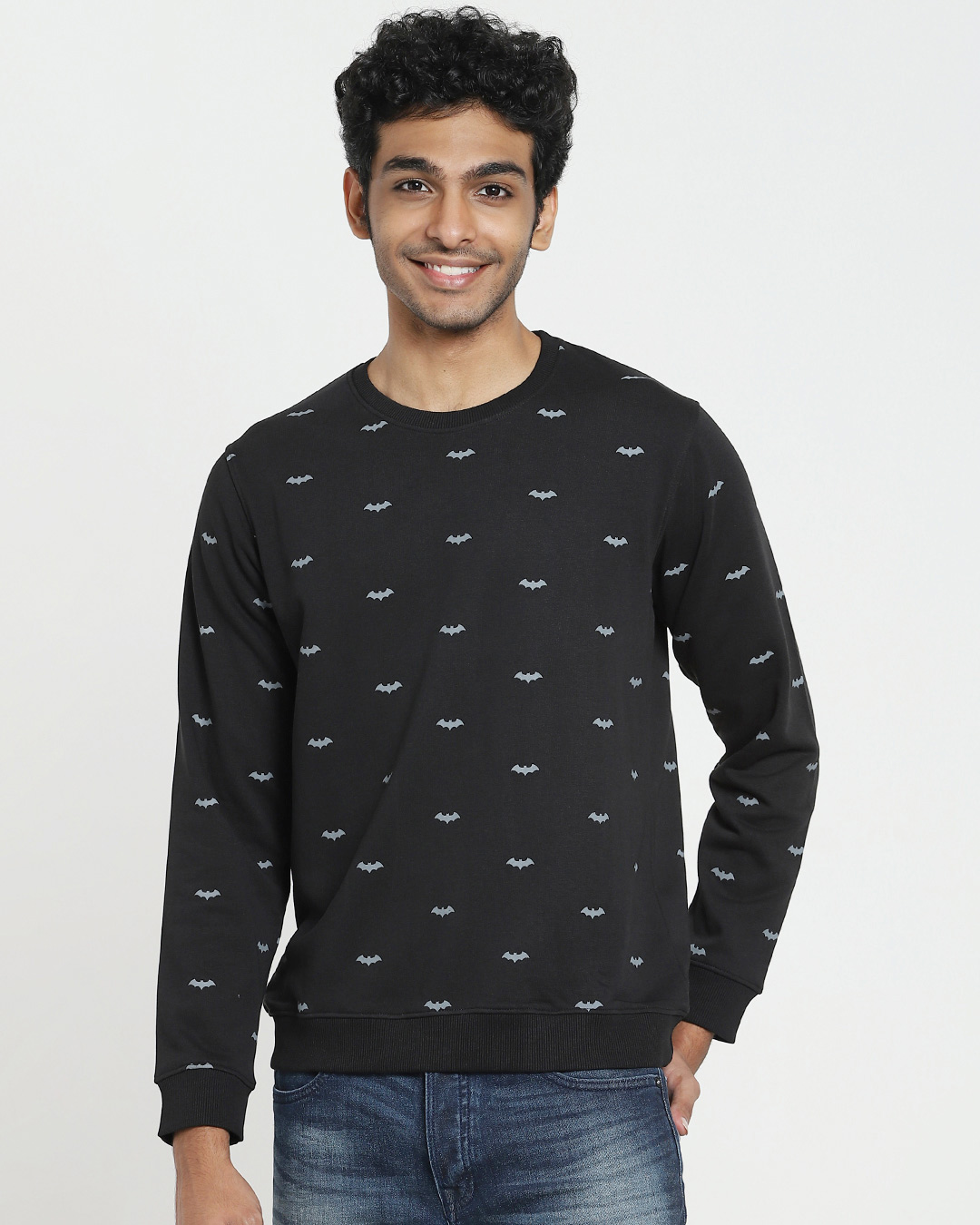 Shop Men's Black Batman All Over Printed Sweatshirt-Back