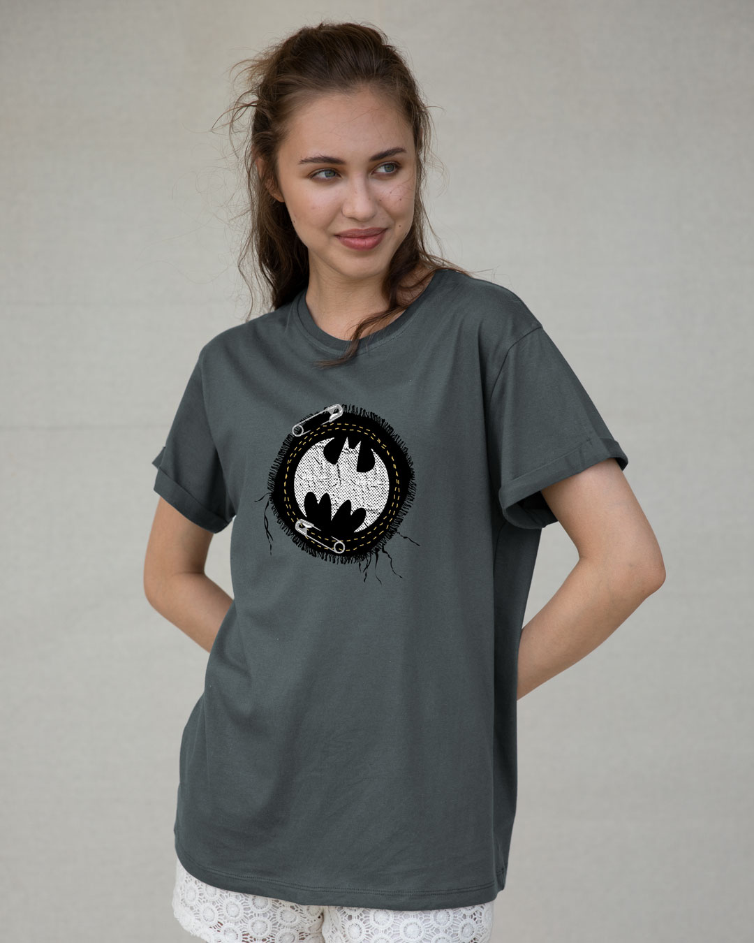 Shop Batman Applique Boyfriend T-Shirt (BML)-Back