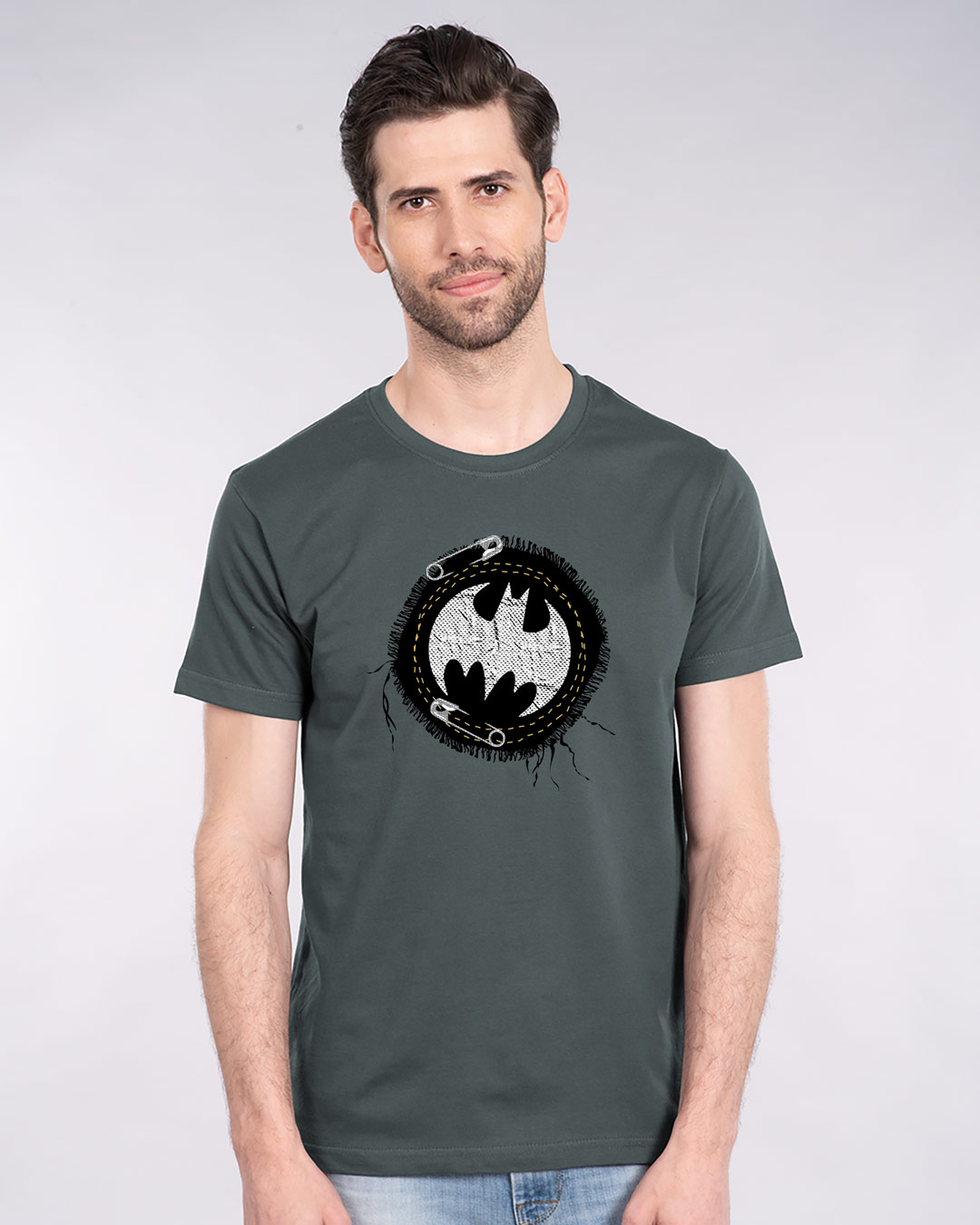Shop Batman Applique Half Sleeve T-Shirt (BML)-Back