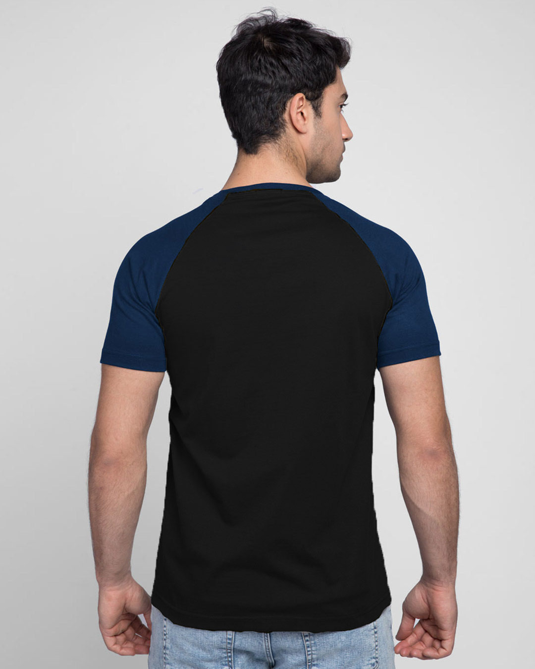 Shop Batman Camo Half Sleeve Raglan T-Shirt (BML) Navy Blue-Black-Back