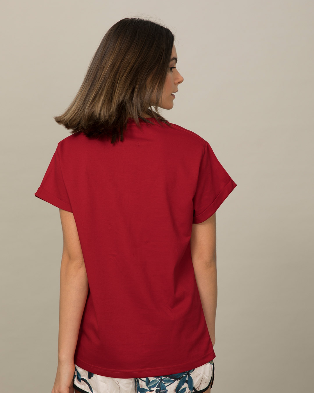 Shop Women's Red Batman Classic Logo Graphic Printed Boyfriend T-shirt-Back