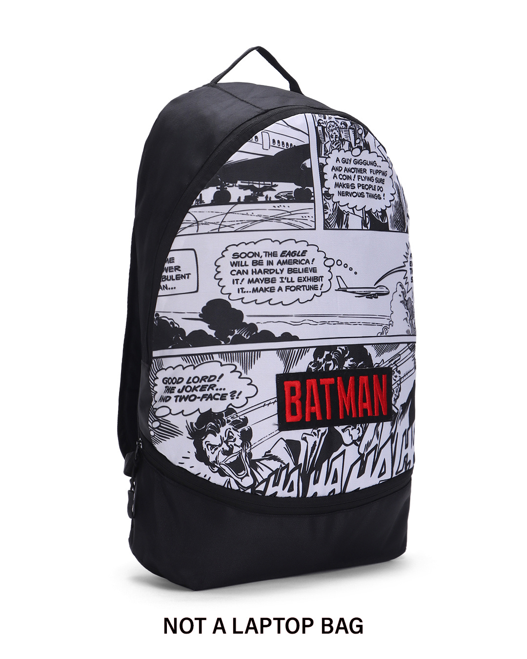 Shop Unisex Black Batman Comic Script Printed Small Backpack-Back