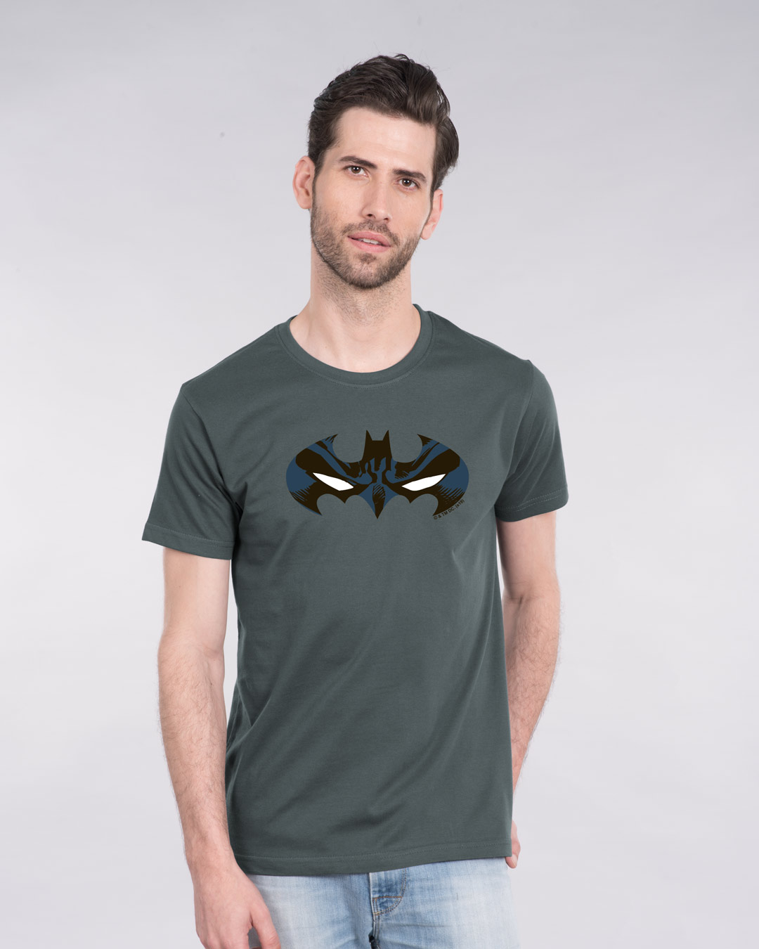 Shop Batman Eyes Logo Half Sleeve T-Shirt (BL)-Back
