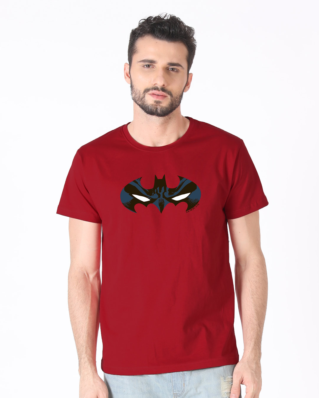 Shop Batman Eyes Logo Half Sleeve T-Shirt (BL)-Back