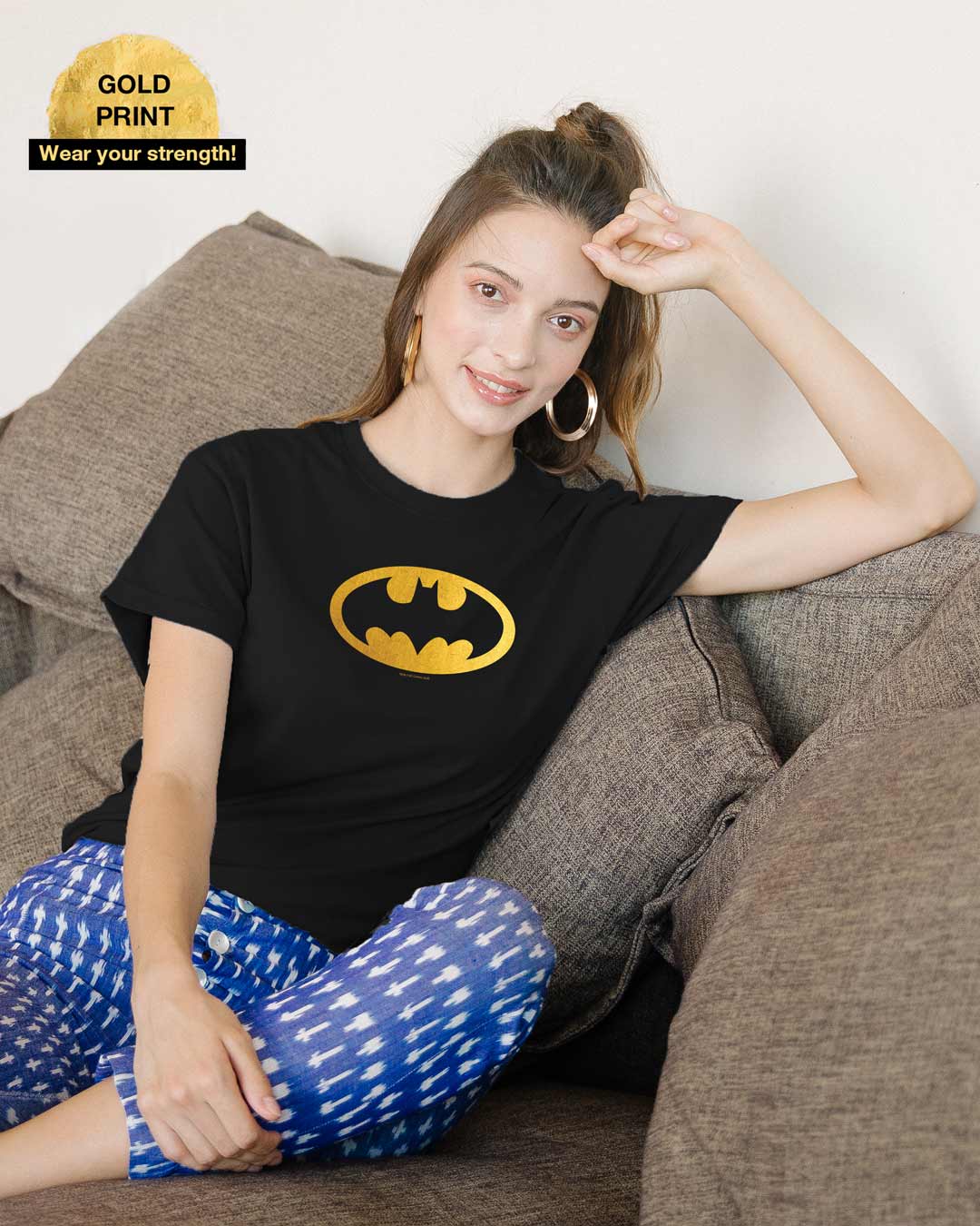 

Batman Gold Boyfriend T-Shirts Black Women' Printed Boyfriend T-Shirts Bewakoof.com