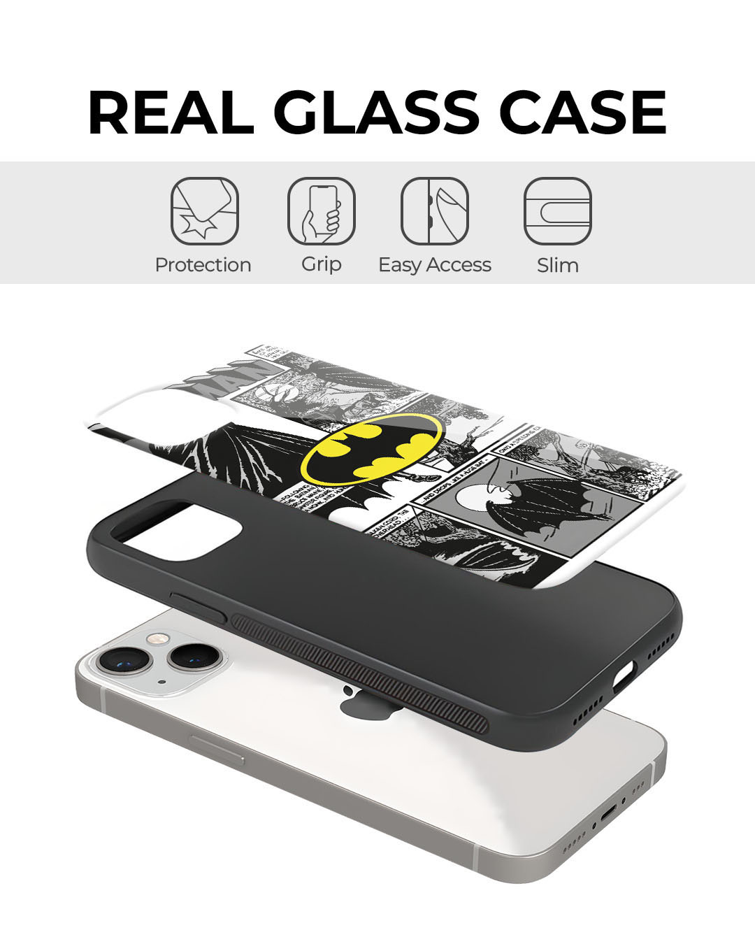 Shop Batman Hahaha Premium Glass Cover for Apple iPhone 13-Back