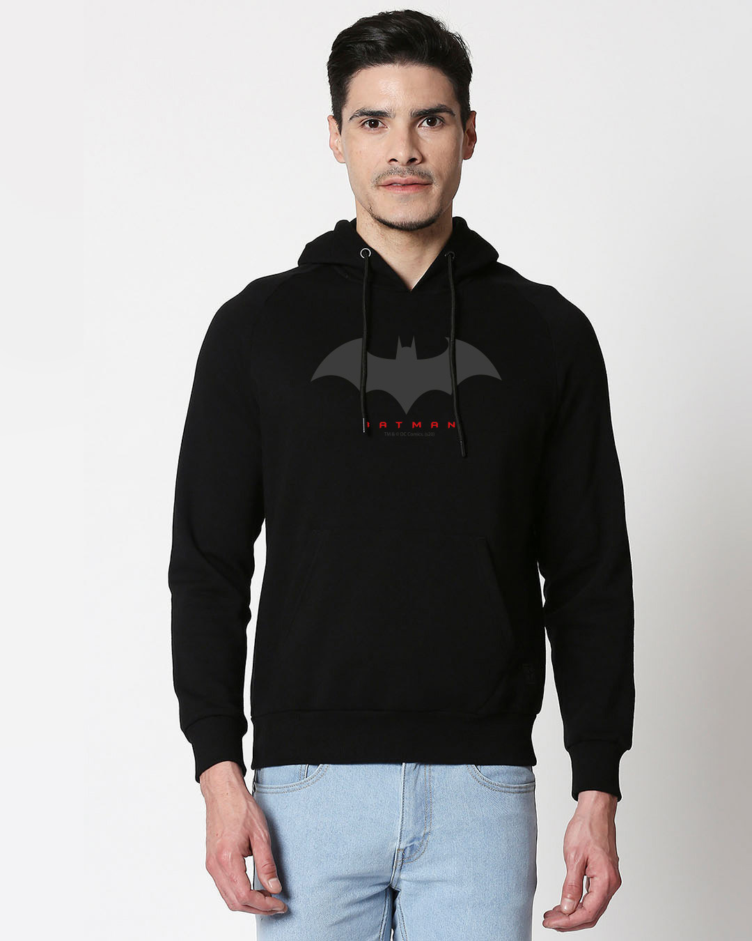 

Batman Outline Hoodie Sweatshirt Men' Printed Hoodie Sweatshirt AW20 Bewakoof.com, Black