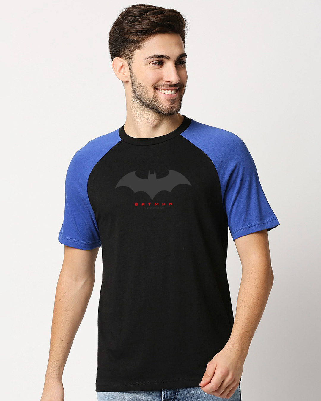 Shop Batman Outline Logo Basic Raglan T-Shirt-Back