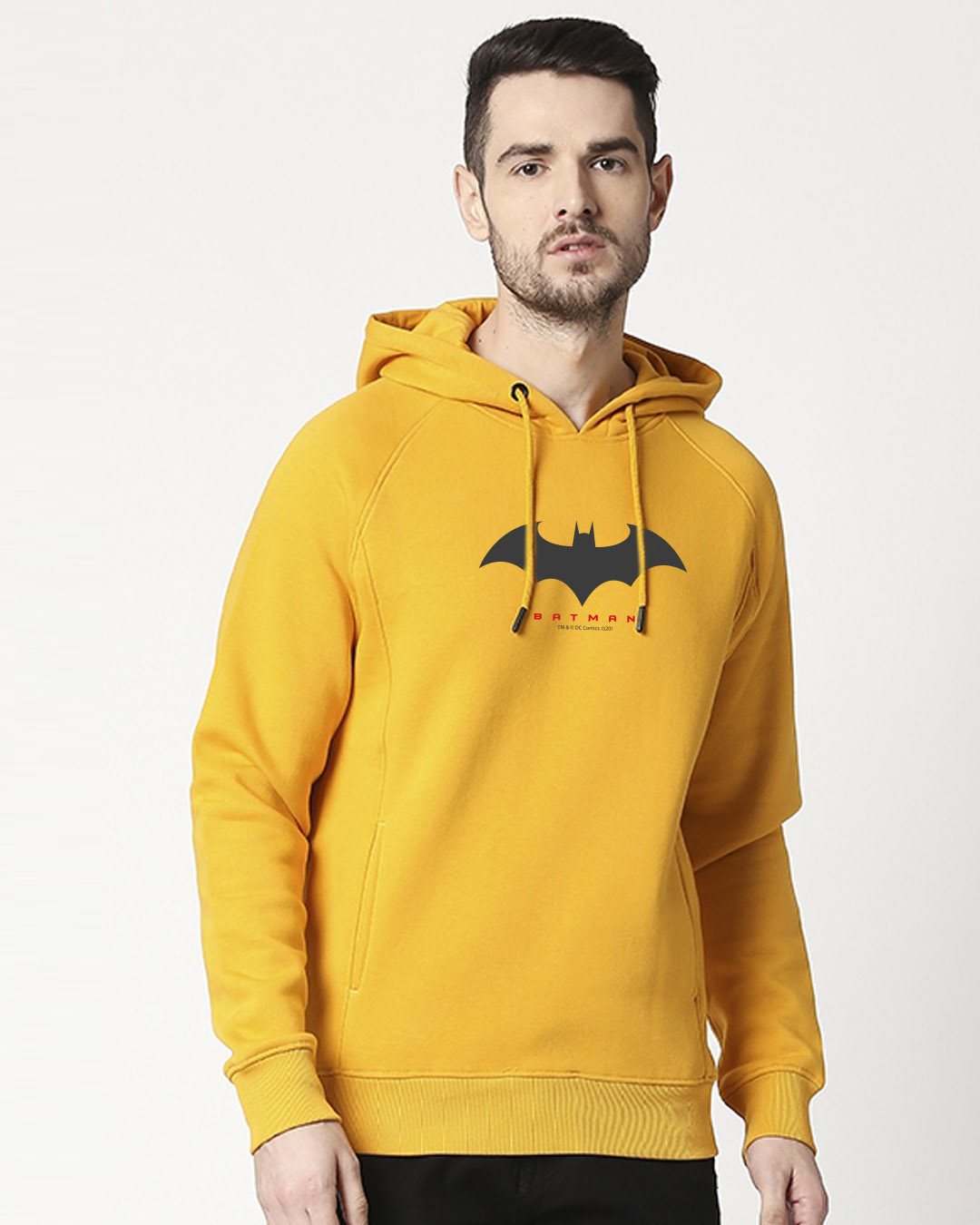 

Batman Outline logo Stylised Panel Hoodie Sweatshirt (BML) Men' Printed Cut & Sew Sweatshirt Hoodie Bewakoof.com, Yellow