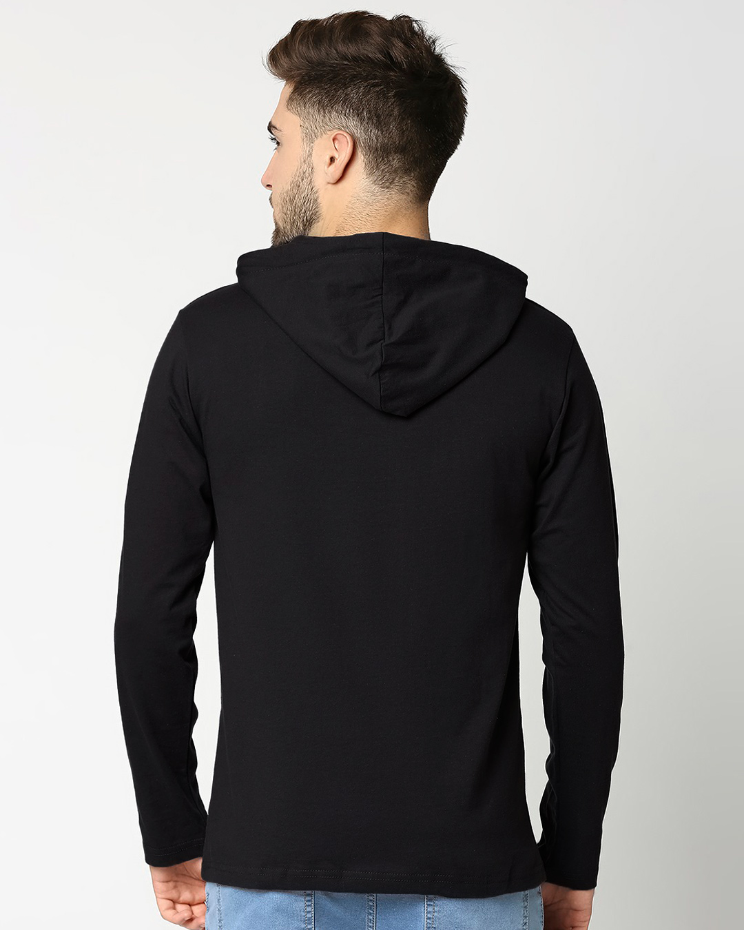 Shop Batman Outline Logo Full Sleeve Hoodie T-Shirt-Back