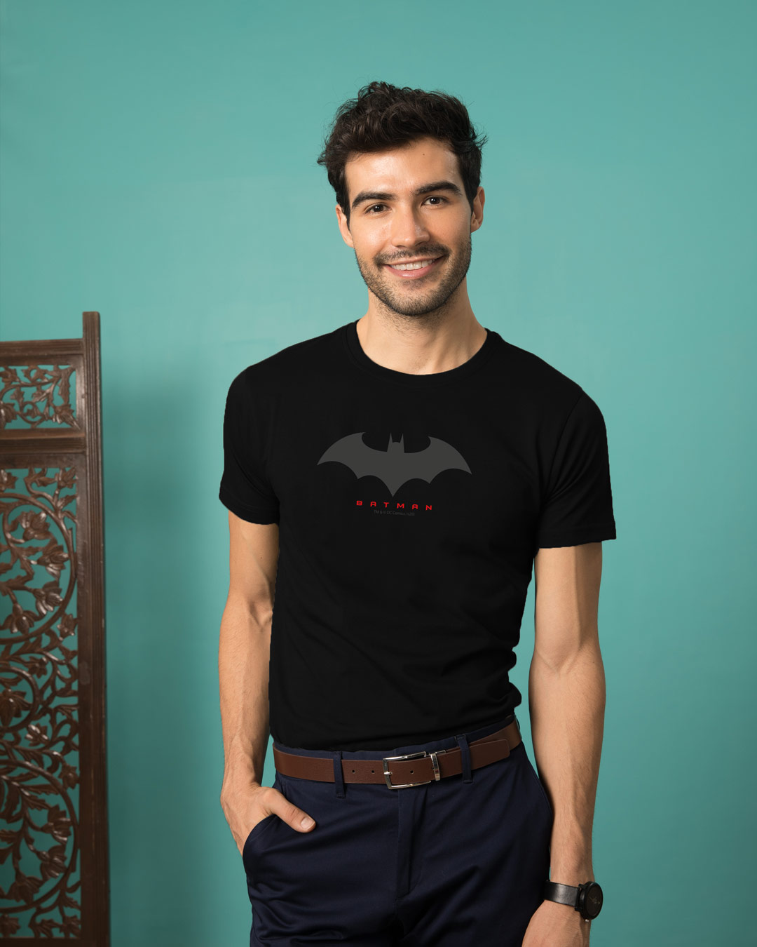 

Batman Outline Logo Half Sleeve T-Shirt (BML) Black Men' Printed T-Shirts Bewakoof.com