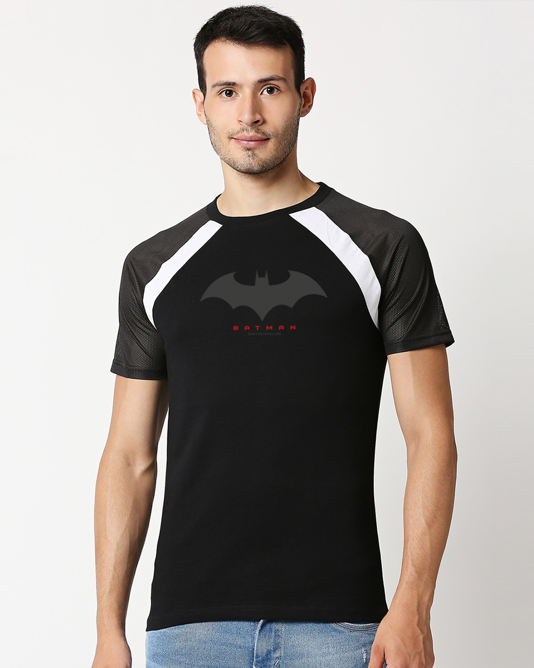 Shop Batman Outline Logo Mesh Raglan T-Shirt-Back