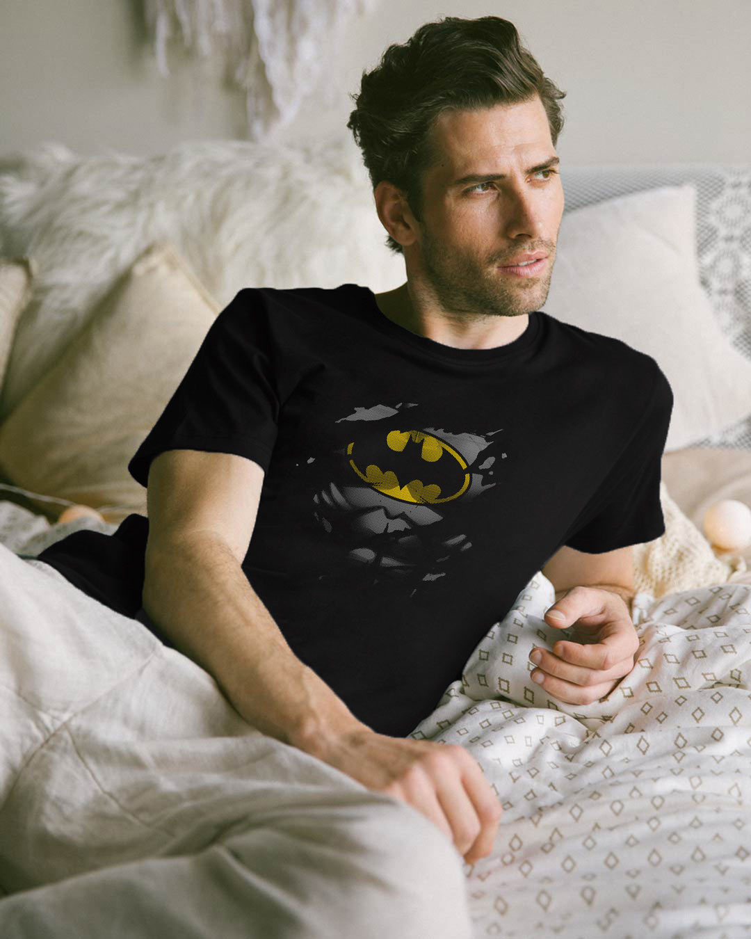 

Batman Torn 2.0 Half Sleeve T-Shirt Black (BML) Men' Printed T-Shirts Bewakoof.com