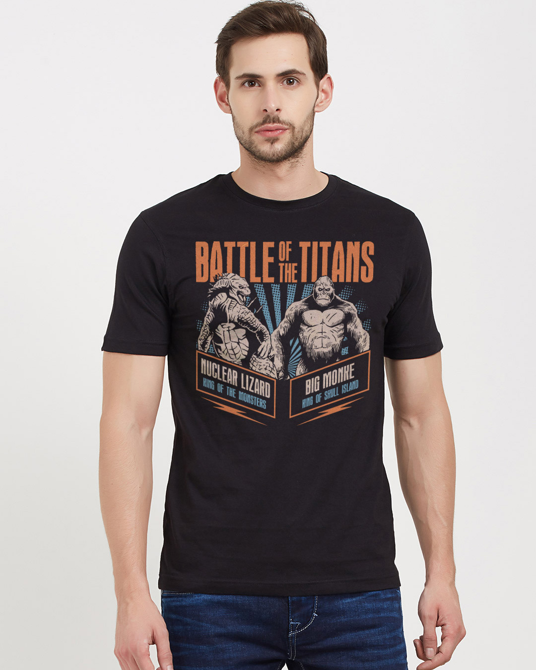 Shop Battle Of The Titans Cotton Half Sleeves T-Shirt-Back