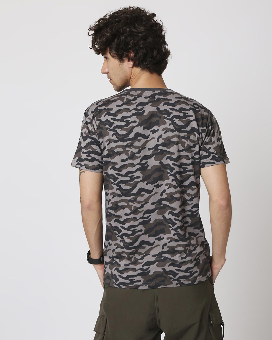 Shop Bazinga Sheldon Half Sleeve Camo T-Shirt Grey Camo -Back