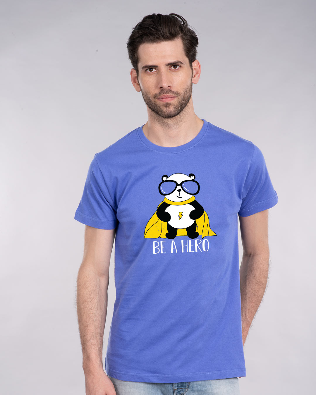 Shop Be A Hero Panda Half Sleeve T-Shirt-Back
