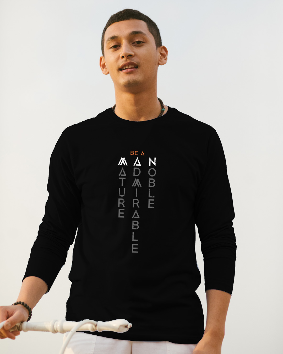 

Be A Man Full Sleeve T-Shirt Men' Printed Full Sleeve T-Shirt Bewakoof.com, Black