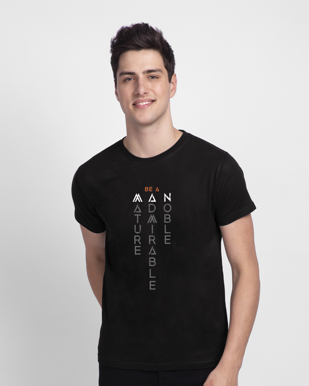 

Be A Man Half Sleeve T-Shirt Men' Printed T-Shirts Bewakoof.com, Black