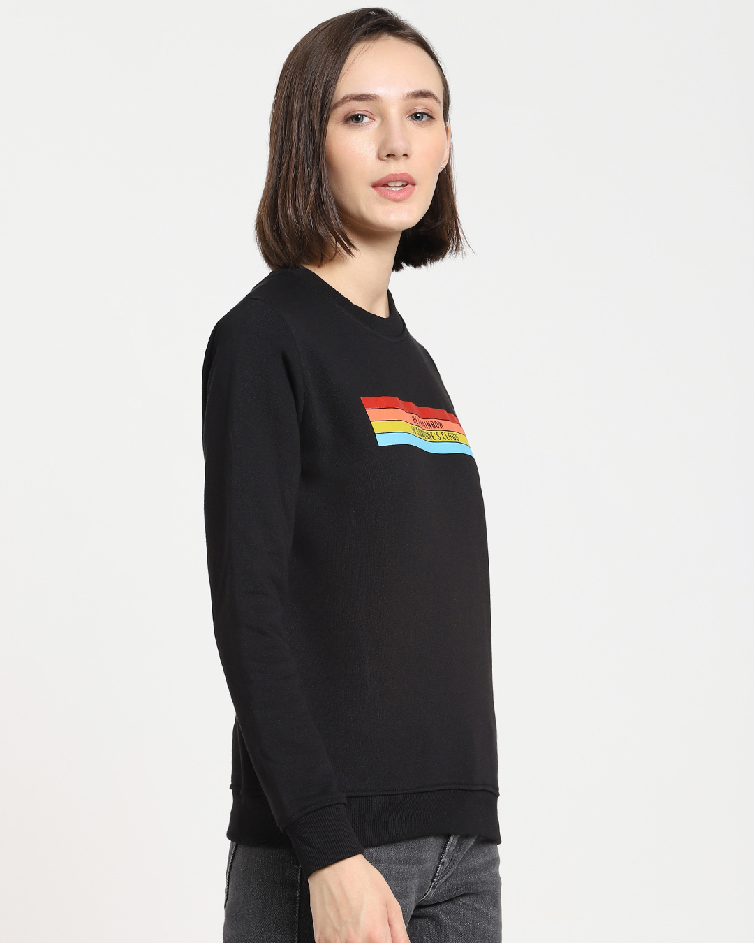 Shop Women's Black Be A Rainbow Typography Sweater-Back