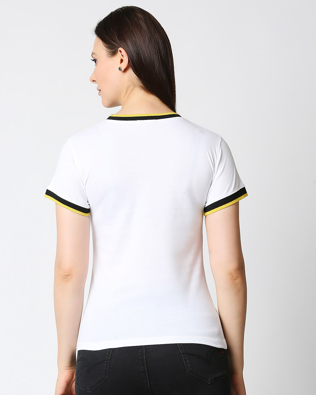 Shop Women's White Be a rainbow Typography Rib T-shirt-Back